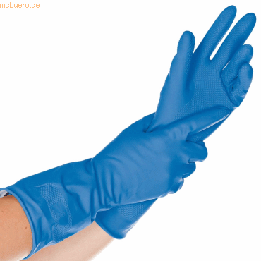 12 x HygoStar Haushalts-Handschuh Latex Bettina L 30cm blau VE=12 Paar von HygoStar