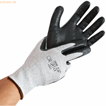 5 x HygoStar Schnittschutz-Handschuh Cut Safe L/9 grau-schwarz VE=12 P von HygoStar