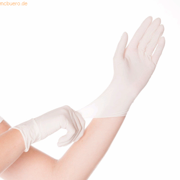 10 x Hygonorm Latex-Handschuh Skin Light gepudert L 24cm weiß VE=100 S von Hygonorm