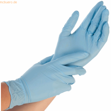 10 x Hygonorm Nitril-Handschuh Allfood Safe puderfrei L 24cm blau VE=2 von Hygonorm
