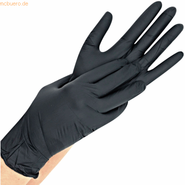 10 x Hygonorm Nitril-Handschuh Safe Fit puderfrei M 24cm schwarz VE=20 von Hygonorm