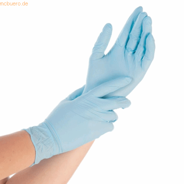 10 x Hygonorm Nitril-Handschuh Safe Fit puderfrei S 24cm blau VE=100 S von Hygonorm
