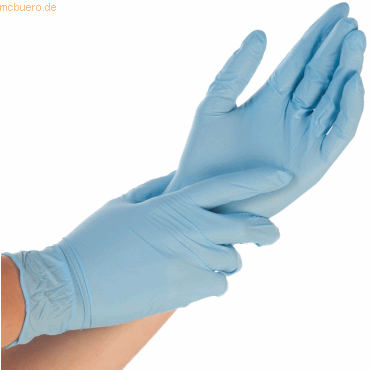10 x Hygonorm Nitril-Handschuh Safe Fit puderfrei XS 24cm blau VE=200 von Hygonorm
