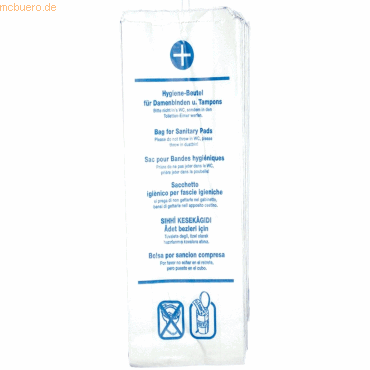8 x Hygostar Hygienebeutel Papier 29x12x4,5cm VE=125 Stück weiß von Hygostar