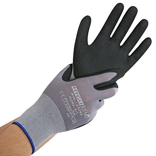 Hygostar Ergo Flex Arbeitshandschuhe 12paar (24Handschuhe), Industrie und Mechaniker-Handschuh mit verbesserter Griff- und Komforttechnologie (S / 7, Innenhand beschichtet) von Hygostar