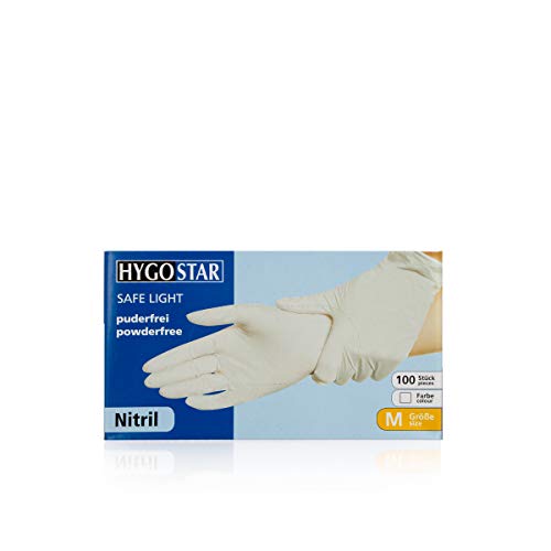 Nitrilhandschuhe puderfrei/Einweg- Einmalhandschuh/M/weiß (100) von Hygostar