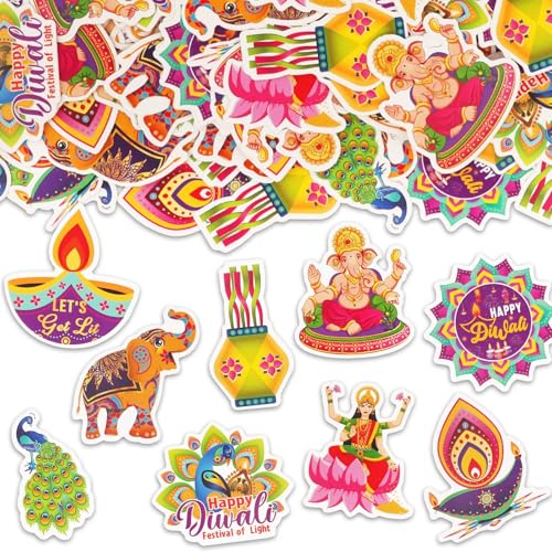 100 Stück Happy Diwali Kerzen-Konfetti für Tischdekorationen, Deepavali-Konfetti-Dekorationen, indisches Festival der Lichter, Papiertischkonfettis für Hindu-Diwali-Partygeschenk von Hying