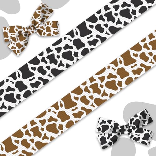 2 Stück Kuh-gepunktete Bänder zum Basteln, 1,9 cm breit, braun-schwarz, Ripsband, Kuh-gesprenkelte Bänder, Retro-Bastelband für Geschenkverpackungen, DIY, Geburtstag, Hochzeit, Dekorationen, 9,1 m 2 Stück Kuh-gepunktete Bänder zum Basteln, 1,9 cm breit, braun-schwarz, Ripsband, Kuh-gesprenkelte Bänder, Retro-Bastelband für Geschenkverpackungen, DIY, Geburtstag, Hochzeit, Dekorationen, 9,1 m von Hying