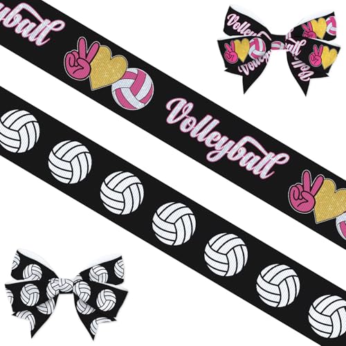 2 Stück Sport-Volleyball-Bänder zum Basteln, 1,9 cm breit, Ripsbänder, schwarzes Ballspielband für Geschenkverpackungen, DIY-Volleyball-Geburtstagsdekorationen 2 Stück Sport-Volleyball-Bänder zum Basteln, 1,9 cm breit, Ripsbänder, schwarzes Ballspielband für Geschenkverpackungen, DIY-Volleyball-Geburtstagsdekorationen von Hying