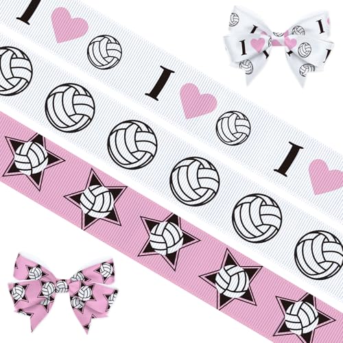 3 Stück Sport-Volleyball-Bänder zum Basteln, 1,6 cm breit, Ripsbänder, rosa Ballspiel-Band für Geschenkverpackungen, DIY-Volleyball-Geburtstagsdekorationen 3 Stück Sport-Volleyball-Bänder zum Basteln, 1,6 cm breit, Ripsbänder, rosa Ballspiel-Band für Geschenkverpackungen, DIY-Volleyball-Geburtstagsdekorationen von Hying