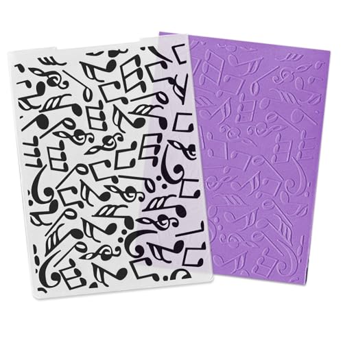 3D-Prägeschablone mit strukturierten Eindrücken, Musiknoten-Muster, Kunststoff, Prägeschablone für Kartenherstellung, Scrapbooking, Papierbasteln, Album, Briefmarken, DIY-Dekor von Hying