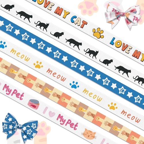 6 Stück Haustier-Katzen-Bänder zum Basteln, 0,95 cm breit, Ripsband, niedliche Kätzchen-Bänder, Retro-Bastelband für Geschenkverpackungen, DIY, Geburtstag, Babyparty, Dekorationen, 18 Meter 6 Stück Haustier-Katzen-Bänder zum Basteln, 0,95 cm breit, Ripsband, niedliche Kätzchen-Bänder, Retro-Bastelband für Geschenkverpackungen, DIY, Geburtstag, Babyparty, Dekorationen, 18 Meter von Hying