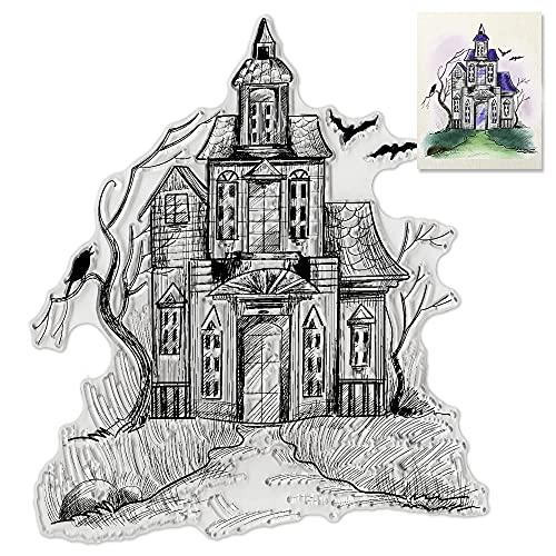 Halloween Schloss Hintergrund Clear Stempel für Kartenherstellung und Fotoalbum Dekorationen, Halloween Haus Baum Fledermaus Transparente Gummi Stempel Siegel für DIY Scrapbooking Halloween Schloss Hintergrund Clear Stempel für Kartenherstellung und Fotoalbum Dekorationen, Halloween Haus Baum Fledermaus Transparente Gummi Stempel Siegel für DIY Scrapbooking von Hying