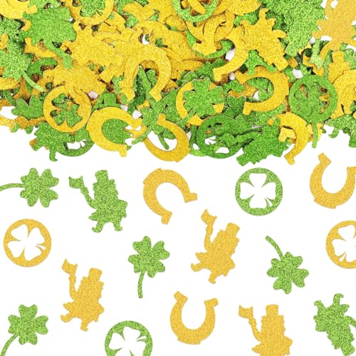 Hying 200 Stück St. Patrick's Day Konfetti Dekorationen für Tisch, irische Glückskleeblatt-Pailletten, Glitzer, Grüngold, Tischkonfetti, Hufeisen, Kobold, Papierkonfetti für St. Patrick's Day Party Hying 200 Stück St. Patrick's Day Konfetti Dekorationen für Tisch, irische Glückskleeblatt-Pailletten, Glitzer, Grüngold, Tischkonfetti, Hufeisen, Kobold, Papierkonfetti für St. Patrick's Day Party von Hying