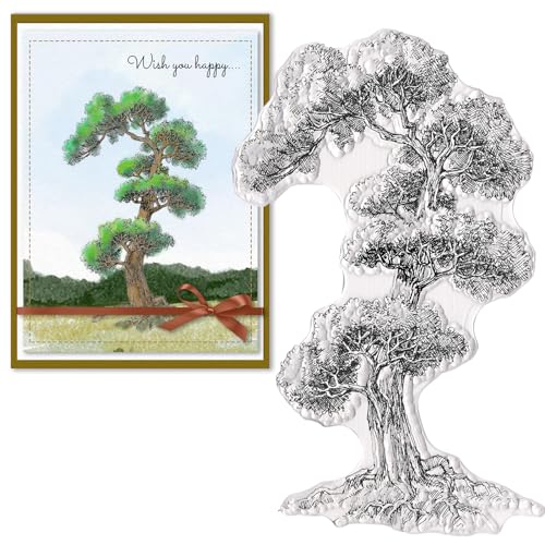 Hying Baum Hintergrund Klare Stempel für Kartenherstellung, Wald Gummistempel Blätter Transparente Dichtung für Basteln DIY Scrapbooking Fotoalbum Dekorationen von Hying