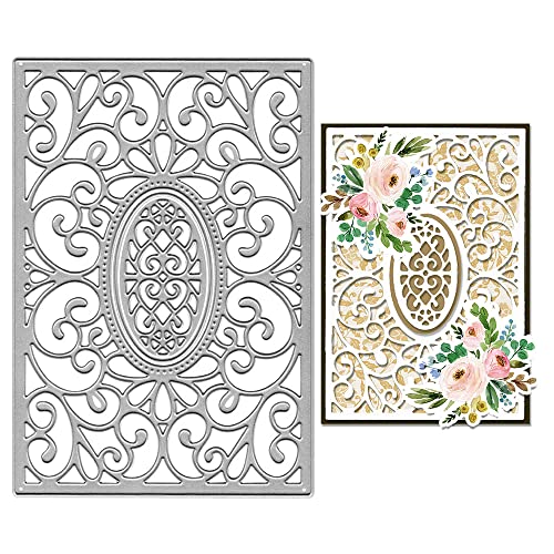 Metall Oval Rechteck Spitze Blumenrahmen Stanzformen Symmetrie Hohlmuster Hintergrund Stanzformen für Kartenherstellung Schablone Prägewerkzeug Scrapbooking DIY Geätzte Handwerk Stanzformen von Hying
