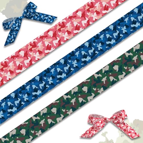 Ripsband mit Camouflage-Muster zum Basteln, 1,6 cm breit, marineblau, grün, rosa, Ripsband, Retro-Bastelband für Geschenkverpackungen, DIY, Geburtstag, Hochzeit, Dekorationen, 13,7 m, 3 Stück Ripsband mit Camouflage-Muster zum Basteln, 1,6 cm breit, marineblau, grün, rosa, Ripsband, Retro-Bastelband für Geschenkverpackungen, DIY, Geburtstag, Hochzeit, Dekorationen, 13,7 m, 3 Stück von Hying