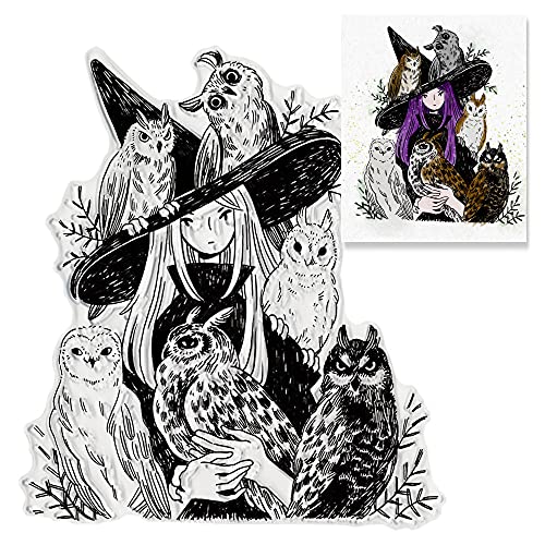 Transparente Stempel mit Halloween-Hexen-Eulen-Hintergrund, für Kartenherstellung und Fotoalbum-Dekorationen, magisches Mädchen, transparente Gummistempel, Siegel für DIY Scrapbooking Transparente Stempel mit Halloween-Hexen-Eulen-Hintergrund, für Kartenherstellung und Fotoalbum-Dekorationen, magisches Mädchen, transparente Gummistempel, Siegel für DIY Scrapbooking von Hying