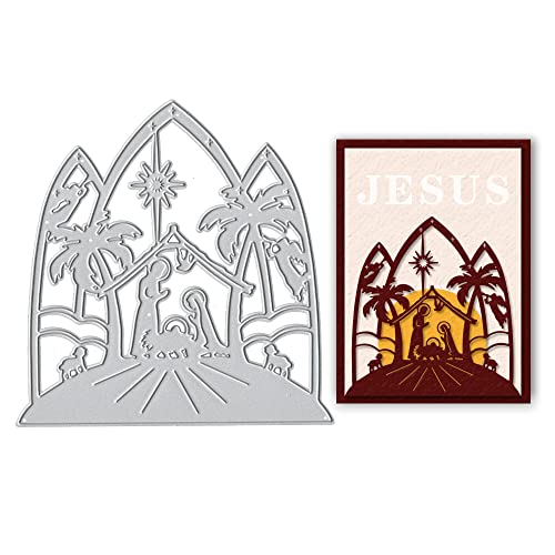 Weihnachts-Religion Metall Stanzform für Kartenherstellung, Jesus Krippe, gestanzt, heilige Familie, Schablonen, Prägeschablone für DIY Scrapbooking Handwerk von Hying