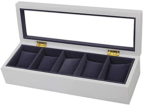 HynJGih Uhr Aufbewahrungsbox 5 Uhrenanzeige Aufbewahrungsbox Schmuck Sammlung Kasten Schmuckschatulle Männer und Frauen Geschenk Weiß Schwarz(Bianco) von HynJGih
