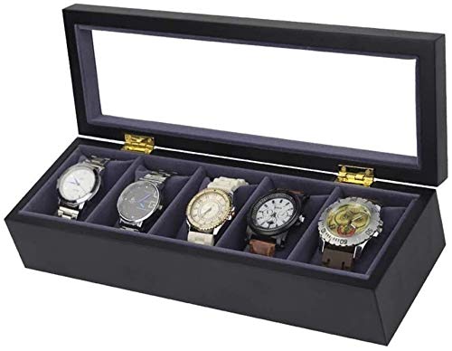 HynJGih Uhr Aufbewahrungsbox 5 Uhrenanzeige Aufbewahrungsbox Schmuck Sammlung Kasten Schmuckschatulle Männer und Frauen Geschenk Weiß Schwarz(Black) von HynJGih