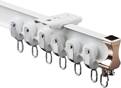 HynJGih Weiße, Flexible, Gebogene Vorhangschiene mit Haken, Vorhangschiene for Privatsphäre im Schlafzimmer/Krankenhaus, biegbares Vorhangschienensystem for Wohnmobile(Ceiling Mount,4.5m/14.7ft) von HynJGih