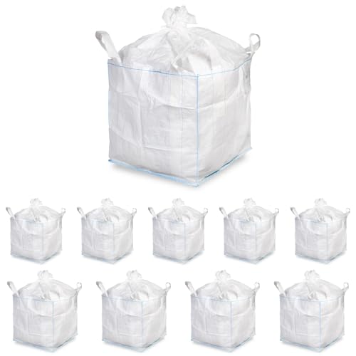 Hypafol Big Bag 10er Pack Schwerlastsäcke mit Schürze & Kordel 90x90x90 cm, 1000 kg Traglast, 10 Stück von Hypafol