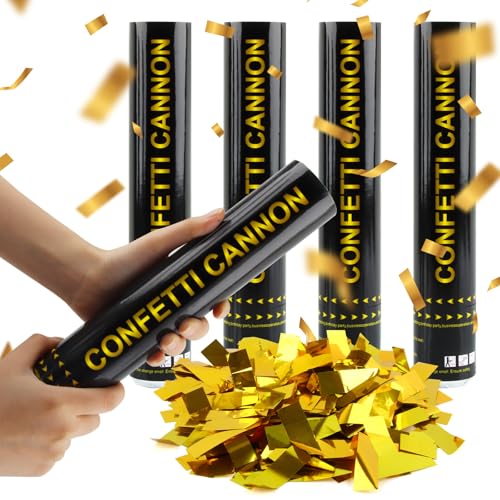 Hyran Konfettikanone Gold*4, Konfettikanone, Konfettikanone xxl, Konfettikanone Hochzeit, Party Popper, Konfetti-Shooter, für Innen und Draußen Hyran Konfettikanone Gold*4, Konfettikanone, Konfettikanone xxl, Konfettikanone Hochzeit, Party Popper, Konfetti-Shooter, für Innen und Draußen von Hyran