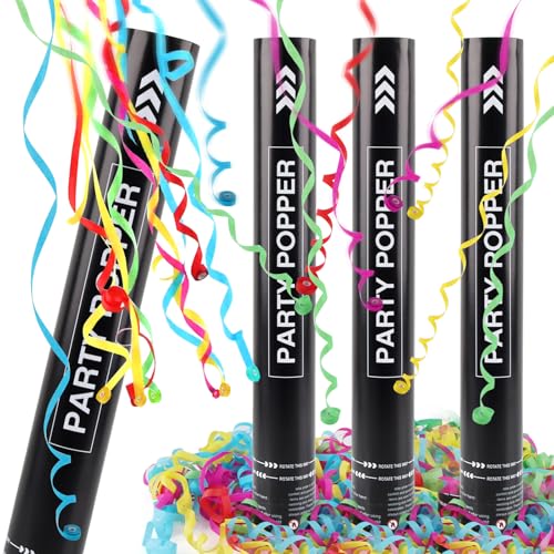 HYran Konfettikanonen*4, Luftschlangen Kanone 40cm, Konfettikanone XXL, Party-Popper, Konfetti Kanonen, Konfetti-Shooter, 5-8m Effekthöhe, für Hochzeit, Geburtstag, Babyparty, Absolvent, Party HYran Konfettikanonen*4, Luftschlangen Kanone 40cm, Konfettikanone XXL, Party-Popper, Konfetti Kanonen, Konfetti-Shooter, 5-8m Effekthöhe, für Hochzeit, Geburtstag, Babyparty, Absolvent, Party von Hyran