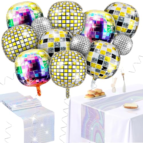 Hysagtek 12 Disco-Luftballons, 7,6 x 25,4 cm, silberfarbener Disco-Ballon, 22,9 x 55,9 cm, 4D-Ballons für Party-Dekorationen, Geburtstag, 70er-, 80er-Jahre-Party-Themenzubehör und 30 x 275 cm Hysagtek 12 Disco-Luftballons, 7,6 x 25,4 cm, silberfarbener Disco-Ballon, 22,9 x 55,9 cm, 4D-Ballons für Party-Dekorationen, Geburtstag, 70er-, 80er-Jahre-Party-Themenzubehör und 30 x 275 cm von Hysagtek