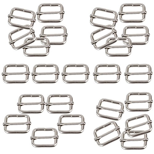 Hysagtek 50 Stück Leiterschnalle, 25 mm Metall Schiebeschnalle, Verschieber Regulatoren Einsteller Triglides, für Handtasche, Rucksack, Gepäcktasche, Taschen Zubehör von Hysagtek