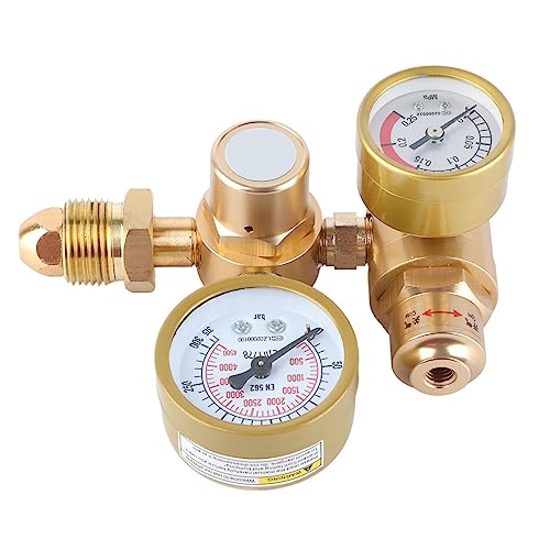 Gasschweißregler Argon CO2 Manometer WIG MIG Durchflussmesser 3500 Psi Zylinderdruckminderventil CGA580 Einlassgewinde 1/4 Auslass 6,605 GPM von Hyuduo