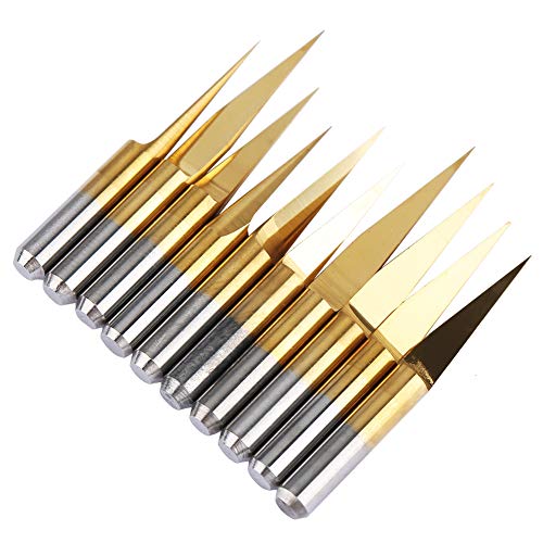 Hyuduo 10pcs Tungstenstahlstichsteger -CNC -Cutter Bit Stous Werkzeug für die Holzbearbeitungsdichteplatte (3,175 * 10 °*0,1) von Hyuduo