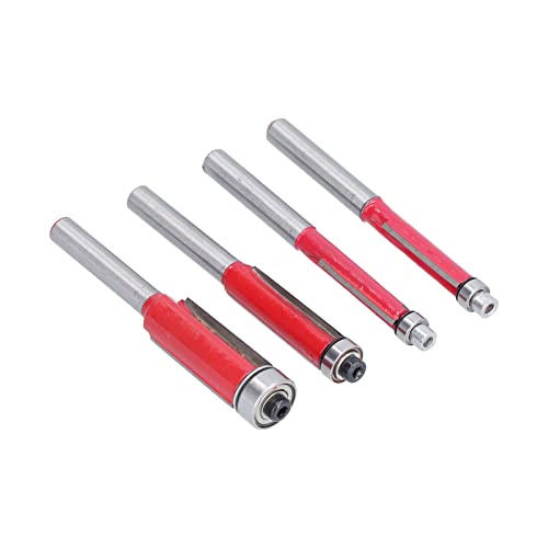 Hyuduo 4pcs Flush Trim Router Bit 1/4in Schaft-Anti-Kickback-Design für Genaue Holzkanten Schneiden von Dia Rot + Silber Hyuduo 4pcs Flush Trim Router Bit 1/4in Schaft-Anti-Kickback-Design für Genaue Holzkanten Schneiden von Dia Rot + Silber von Hyuduo