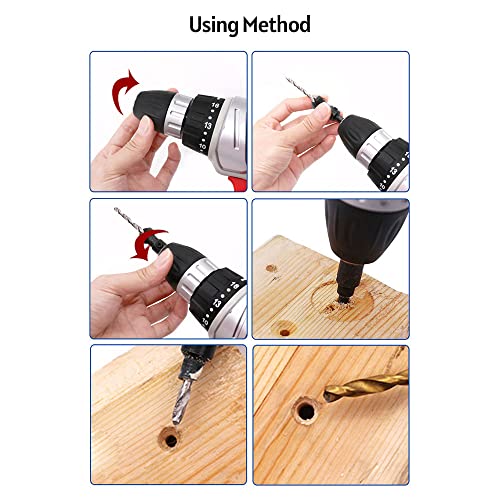 Hyuduo Countersink -Bohrer -Bit Set Holzbearbeitung Hochgeschwindigkeits Stahl Countersink Bohrer für Holz, Titanbeschichtung, Einstellbare Tiefe mit Sechskantschlüssel, Geeignet für Heimatprojekte, von Hyuduo