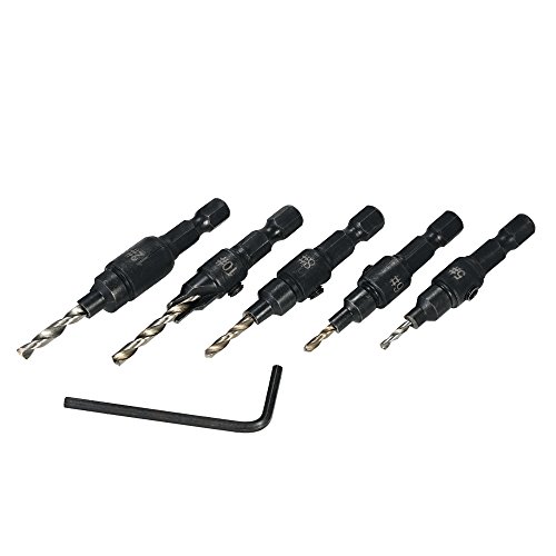 Hyuduo HSS Countersink Bohrkegel Bit, Sich Verjüngter Pilot, Einstellbare Tiefe für Holzschrauben mit Hex -Shank 6pcs für Holzbearbeitung, PVC, Isolationsbrett usw. 1/4 Zoll Hex Shank von Hyuduo