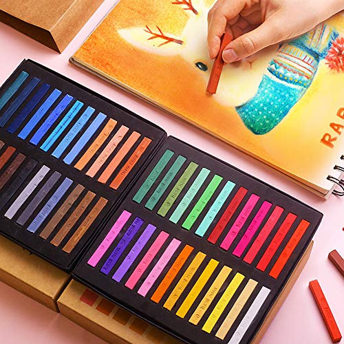 Hyuduo Weiche Trockene Pastellsticks, 24.12.36/48 Farben Lebendige Kreide Pastells Set Leicht für Kunstzeichnung Malerei Vorräte mit Quadratischen Stöcken. Delne Arbeiten mit Sicheren Pastellen (36 von Hyuduo