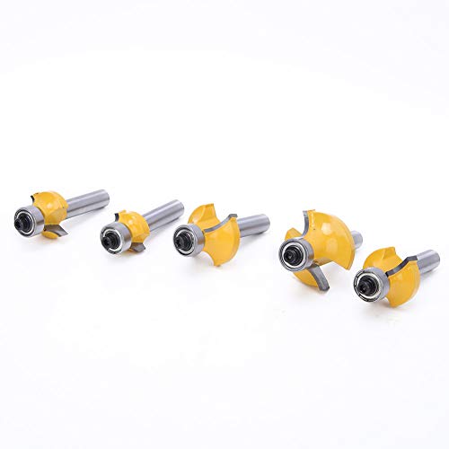 Oberfräser Set, 5 Stücke Abrundfräser Set Rundkantenfräser gesetzt mit 8mm Schaft Oberfräser Set, 5 Stücke Abrundfräser Set Rundkantenfräser gesetzt mit 8mm Schaft von Hyuduo