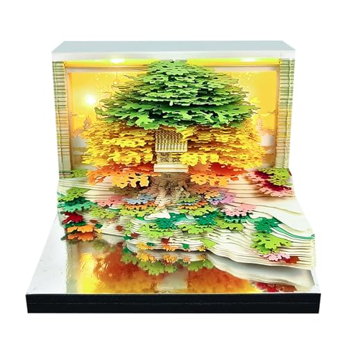 3D-Kalender 2026, Schreibtischkalender mit LED-Licht, reißbares kreatives Memo für Büro & Heimdekoration, Papierschnitzkunst Haftnotizen Block für Weihnachten Neujahrsgeschenke (Bauminsel - Grün) 3D-Kalender 2026, Schreibtischkalender mit LED-Licht, reißbares kreatives Memo für Büro & Heimdekoration, Papierschnitzkunst Haftnotizen Block für Weihnachten Neujahrsgeschenke (Bauminsel - Grün) von Hyunlai