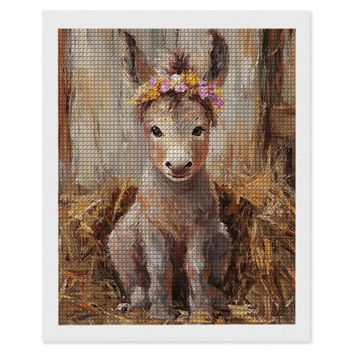 Diamond Painting Bauernhof Esel, 5D Diamant Painting Bilder, DIY Diamanten Malerei Erwachsene und Kinder, Gem Art Mosaikherstellung Bastelset für Weihnachts Haus Wand Dekoration Geschenke 40x50cm e569 von Hyupuanj