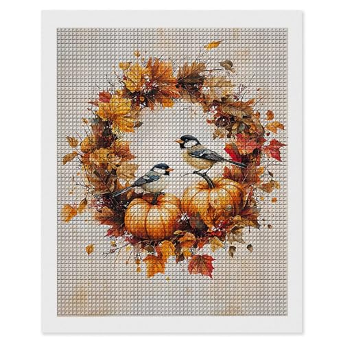 Diamond Painting Erwachsene Kürbis Blumenkranz, 5D Diamant Painting Bilder, DIY Diamanten Stickerei Mosaikherstellung Bastelset Geeignet Als Geschenk, Als Home Wanddekorationen 90x120cm r-558 von Hyupuanj