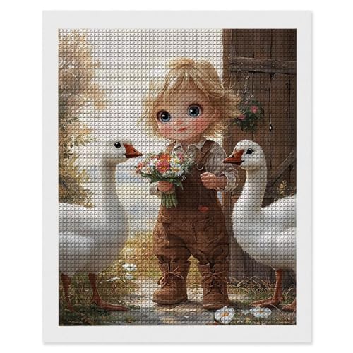 Diamond Painting Erwachsene Mädchen Gänse, 5D Diamant Painting Bilder, DIY Diamanten Stickerei Mosaikherstellung Bastelset Geeignet Als Geschenk, Entspannung und Als Home Wanddekorationen 20x30cm r583 von Hyupuanj