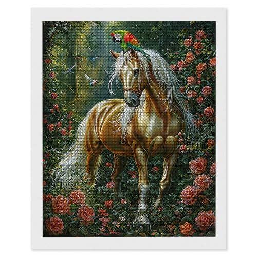 Diamond Painting Erwachsene Wald Pferde, 5D Diamant Painting Bilder, DIY Diamanten Stickerei Mosaikherstellung Bastelset Geeignet Als Geschenk, Entspannung und Als Home Wanddekorationen 30x40cm r-647 von Hyupuanj