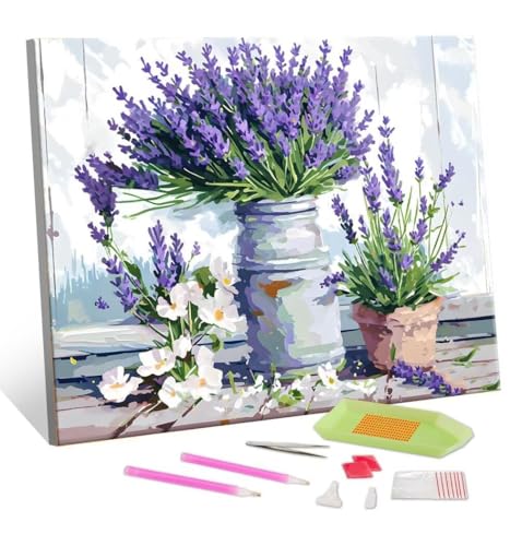 Diamond Painting Kits für Erwachsene Kinder DIY 5D Diamond Art Lavendel Blumen Paint mit Runden Diamond Full Drill Gem Art Painting Kit Diamond Painting Zubehör, für Home Wall Decor 60x80cm S-736 Diamond Painting Kits für Erwachsene Kinder DIY 5D Diamond Art Lavendel Blumen Paint mit Runden Diamond Full Drill Gem Art Painting Kit Diamond Painting Zubehör, für Home Wall Decor 60x80cm S-736 von Hyupuanj