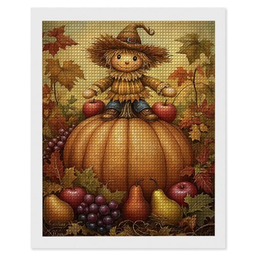 Diamond Painting Kürbis Scarecrow, 5D Diamant Painting Bilder, DIY Diamanten Malerei Erwachsene und Kinder, Gem Art Mosaikherstellung Bastelset für Haus Wand Dekoration Geschenke 40x50 cm e-557 von Hyupuanj