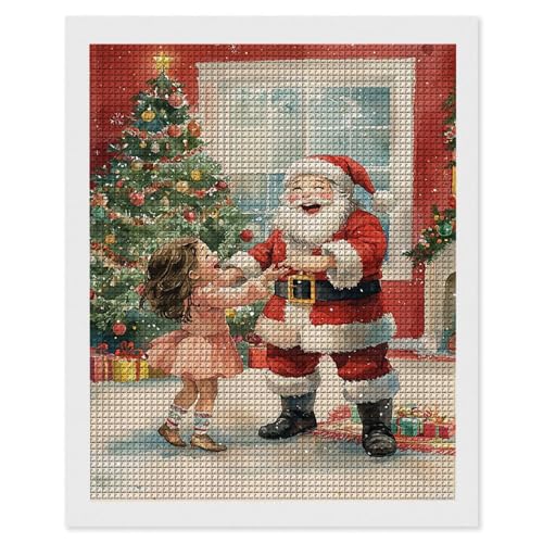 Diamond Painting Weihnachtsmann, 5D Diamant Painting Bilder, DIY Diamanten Malerei Erwachsene und Kinder, Gem Art Mosaikherstellung Bastelset für Weihnachts Haus Wand Dekoration Geschenke 60x80cm e669 von Hyupuanj