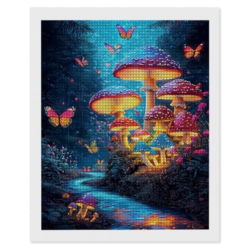 Hyupuanj Diamond Painting Erwachsene Fantasy Pilze, 5D Diamant Painting Bilder, DIY Diamanten Stickerei Mosaikherstellung Bastelset Geeignet Als Geschenk, Als Home Wanddekorationen 90x120cm r-534 von Hyupuanj