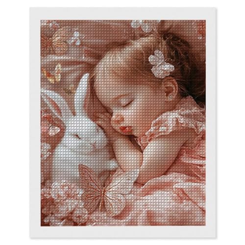 Hyupuanj Diamond Painting Erwachsene Mädchen Kaninchen, 5D Diamant Painting Bilder, DIY Diamanten Stickerei Mosaikherstellung Bastelset Geeignet Als Geschenk, Als Home Wanddekorationen 60x80cm r-591 von Hyupuanj