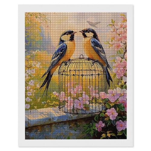 Hyupuanj Diamond Painting Erwachsene Vogelkäfig Blumen, 5D Diamant Painting Bilder, DIY Diamanten Stickerei Mosaikherstellung Bastelset Geeignet Als Geschenk, Als Home Wanddekorationen 20x30cm r-563 von Hyupuanj