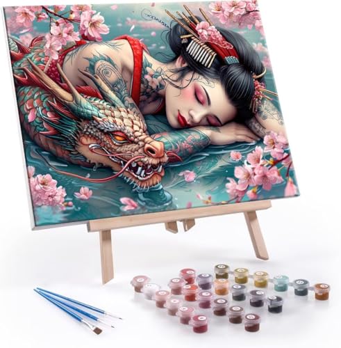 Malen Nach Zahlen Erwachsene Geisha Dragon - Malen Nach Zahlen für Kinder AnfäNger, Knitterfreie Leinwand, Pinsels Und Acrylfarbe - ohne Rand DIY Handgemalt öLgemäLde Kit Als Geschenk 40x50 cm L-925 Malen Nach Zahlen Erwachsene Geisha Dragon - Malen Nach Zahlen für Kinder AnfäNger, Knitterfreie Leinwand, Pinsels Und Acrylfarbe - ohne Rand DIY Handgemalt öLgemäLde Kit Als Geschenk 40x50 cm L-925 von Hyupuanj